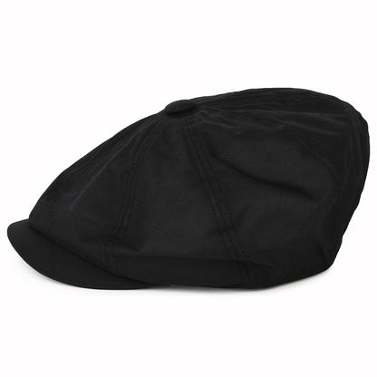 Gorra Newsboy Alfie de algodón encerado británico de Failsworth - Negro