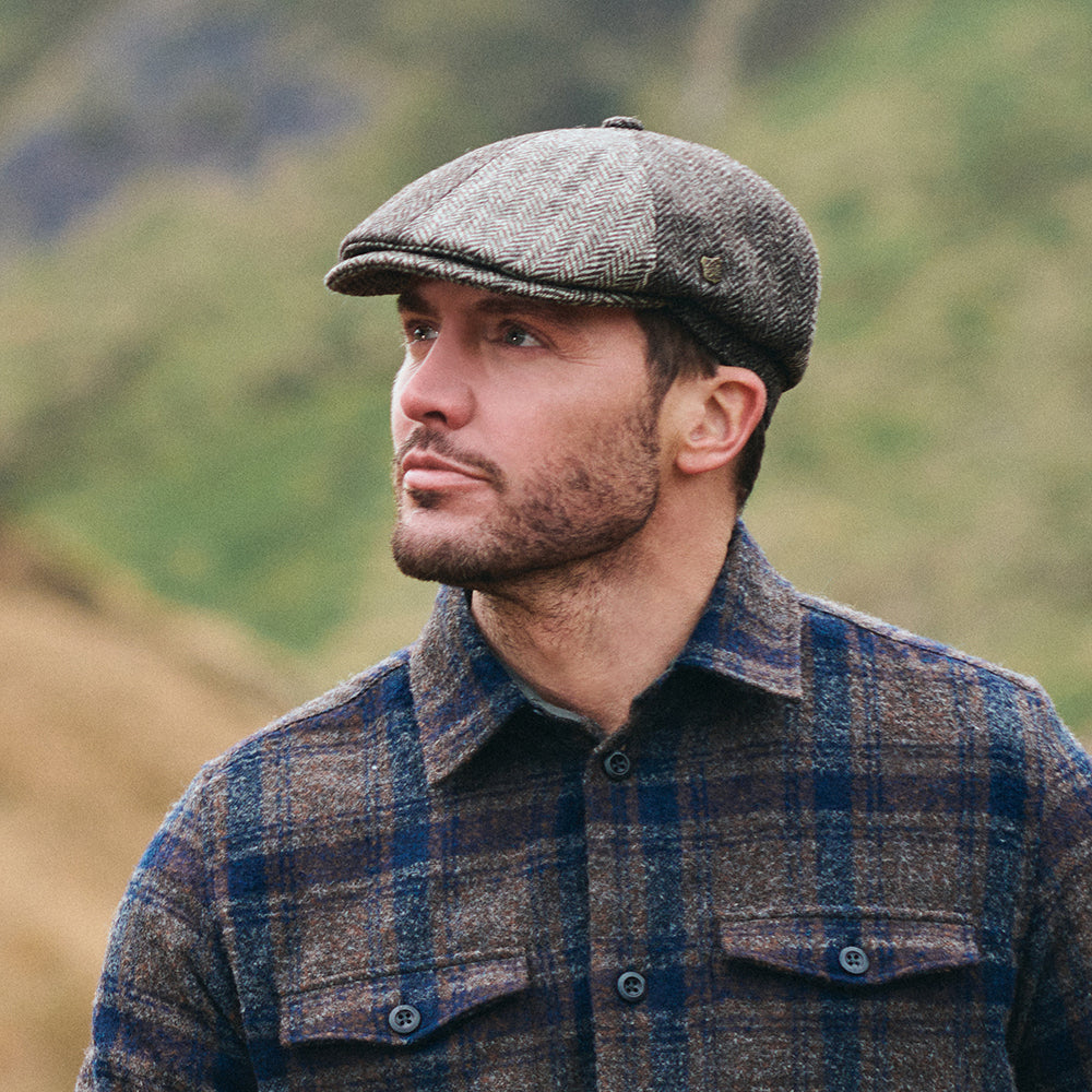 Gorra Newsboy Hexham de lana británica de Failsworth - Marrón Claro-Marrón Oscuro
