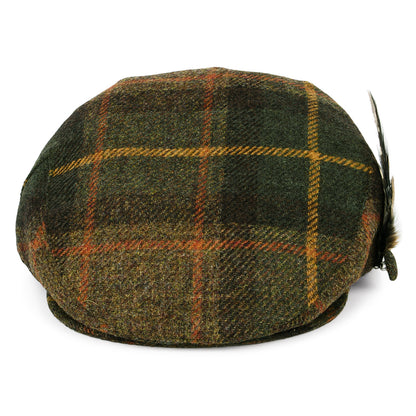 Gorra plana mujeres pluma de lana británica Tela escocesa de Failsworth - Verde- Marrón-Mostaza