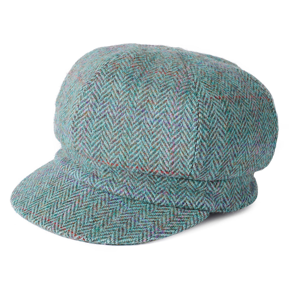 Gorra Baker Boy Gabby de HARRIS TWEED diseño de espiga de Failsworth - Azul Claro