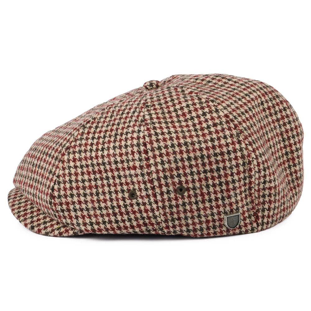 Gorra Newsboy Brood ligero pata de gallo de Brixton - Rojo Arándano-Camel