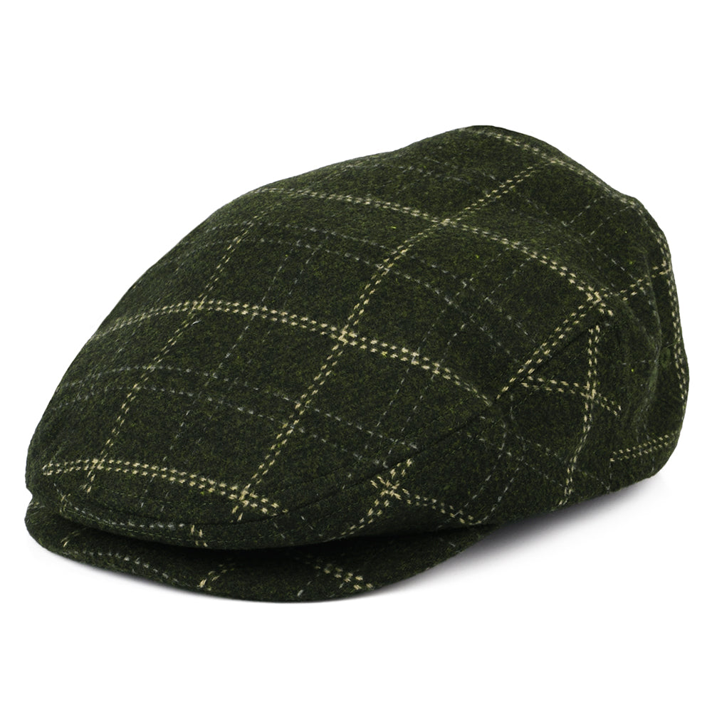 Gorra plana Hooligan ligero a cuadros de Brixton - Verde Musgo-Beige