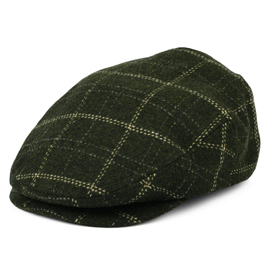 Gorra plana Hooligan ligero a cuadros de Brixton - Verde Musgo-Beige