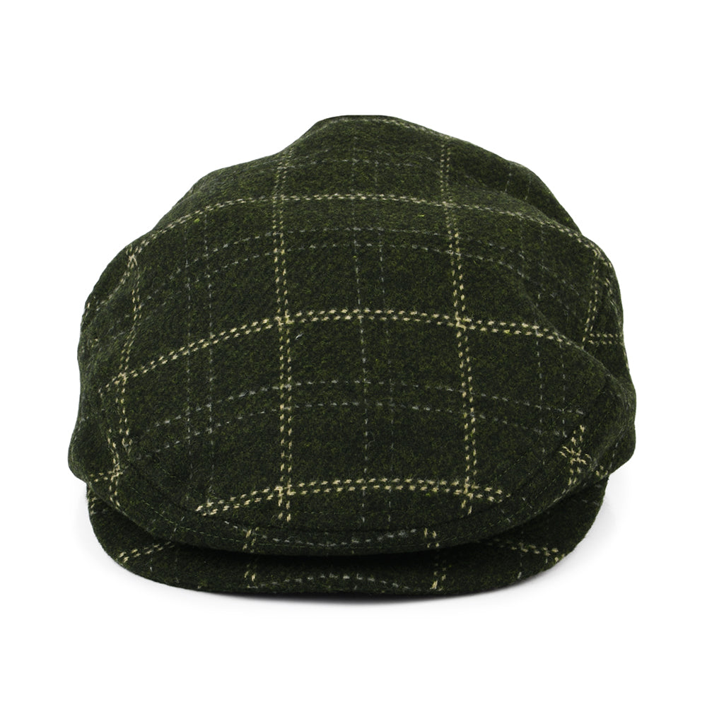 Gorra plana Hooligan ligero a cuadros de Brixton - Verde Musgo-Beige