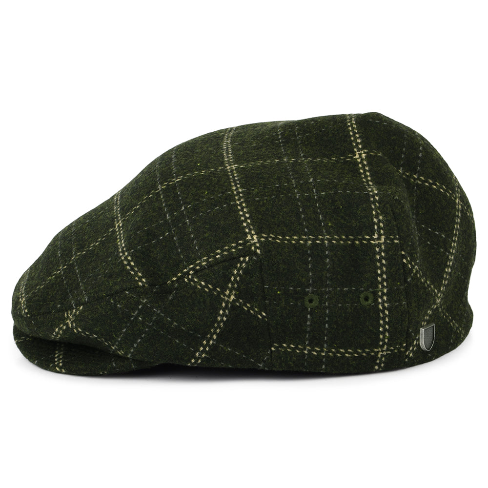 Gorra plana Hooligan ligero a cuadros de Brixton - Verde Musgo-Beige