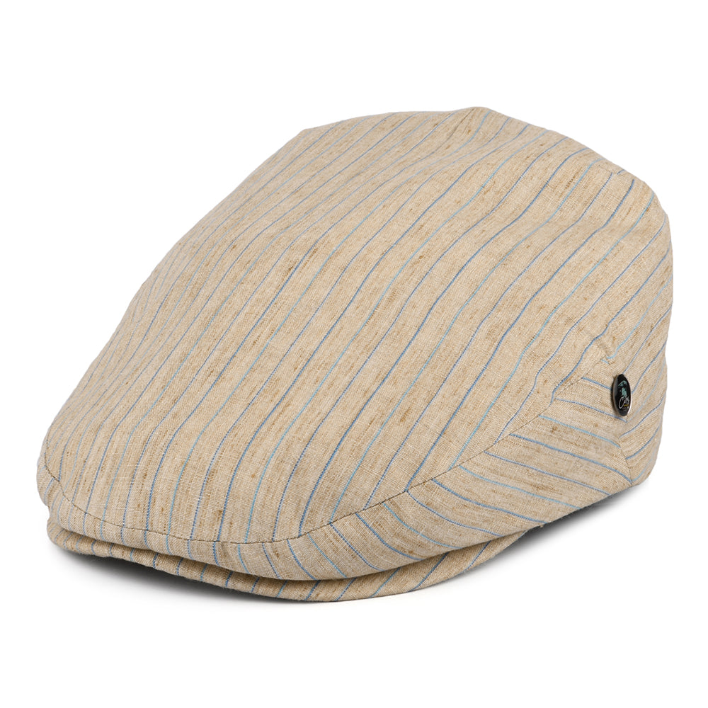 Gorra plana de lino con franjas de City Sport - Natural