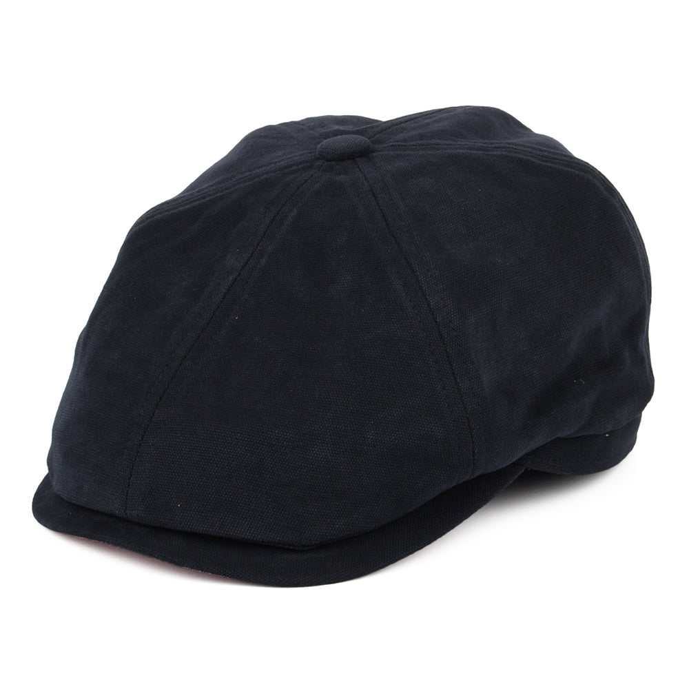 Gorra Newsboy Hudson de algodón de Failsworth - Azul Marino-Salmón