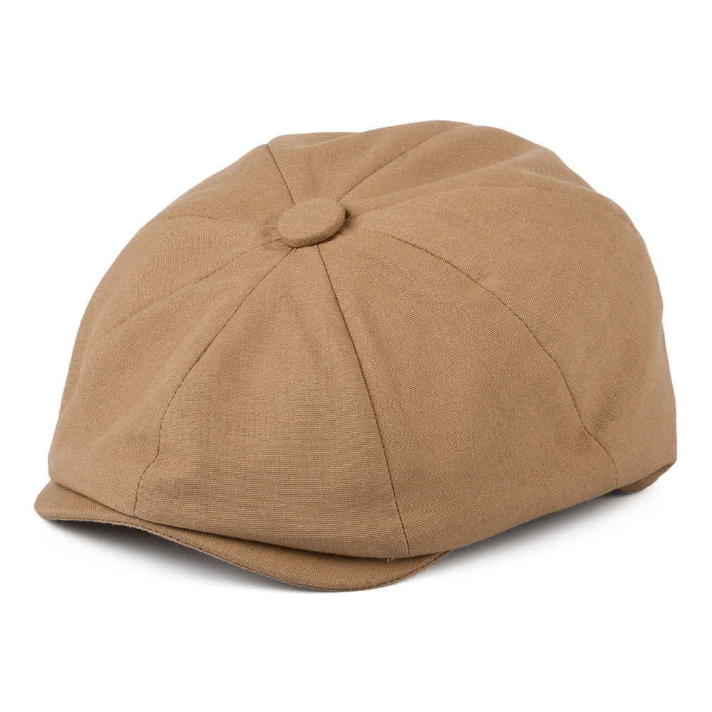 Gorra Newsboy 8 Piece de algodón y lino de Christys - Camel