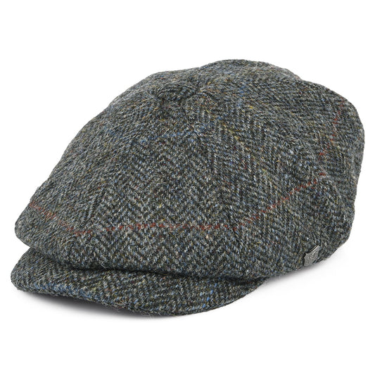 Gorra Newsboy redonda Carloway de Harris Tweed diseño de espiga de Failsworth - Mezcla de grises