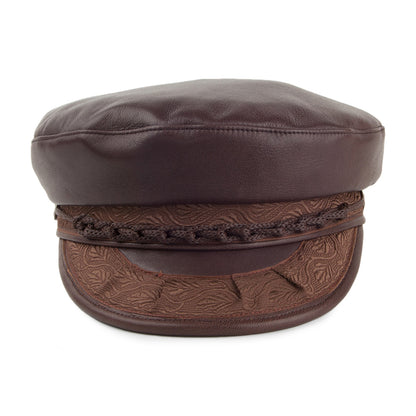 Gorra marinera griega de cuero de Jaxon & James - Marrón Oscuro