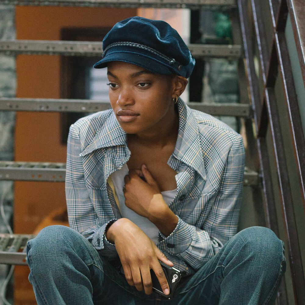 Gorra marinera Ashland de velour de Brixton - Azul Oscuro