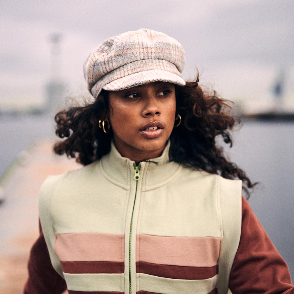 Gorra marinera Giana de mezcla de lana a cuadros de Barts - Trigo