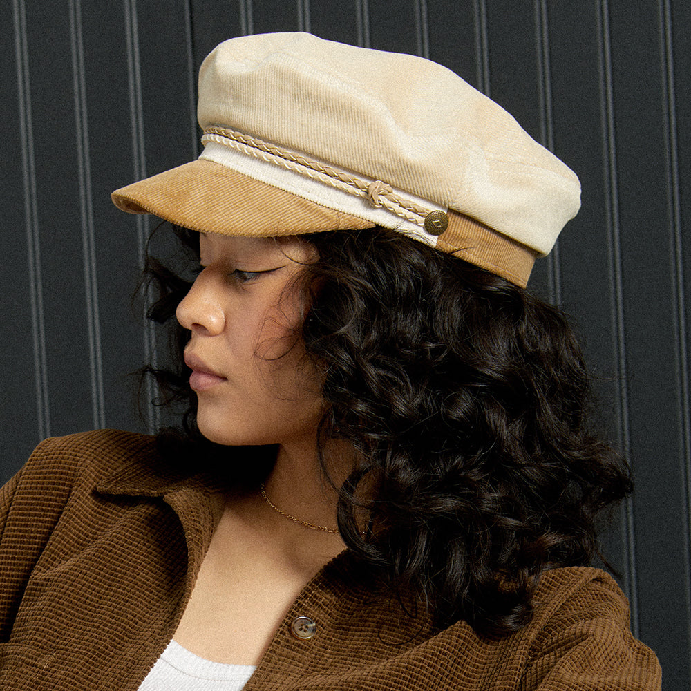 Gorra marinera mujeres Ashland de pana de algodón de Brixton - Beige-Marrón Claro