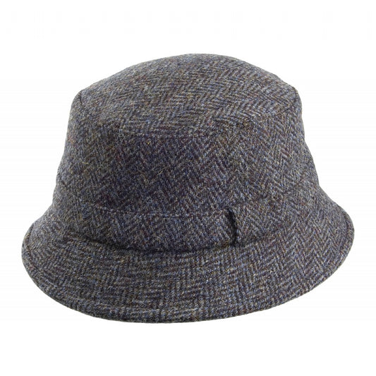 Sombrero de pescador Grouse de Harris Tweed de Failsworth - Mezcla de Azules