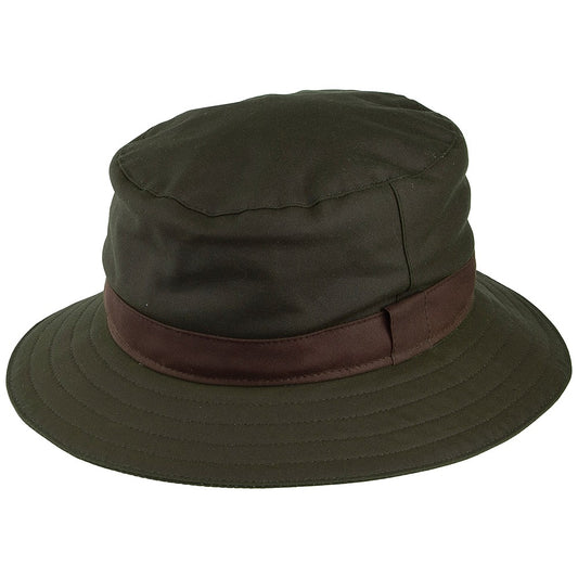 Sombrero de pescador Impermeable de algodón encerado de Olney - Verde Oliva