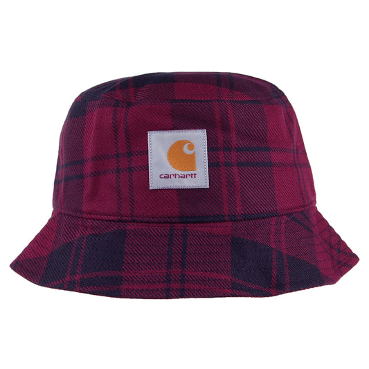 Sombrero de pescador Pulford de sarga de algodón a cuadros de Carhartt WIP - Rojo Burdeos-Negro