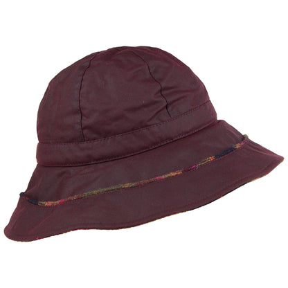 Sombrero de pescador adorno en tela escocesa de algodón encerado de Failsworth - Merlot