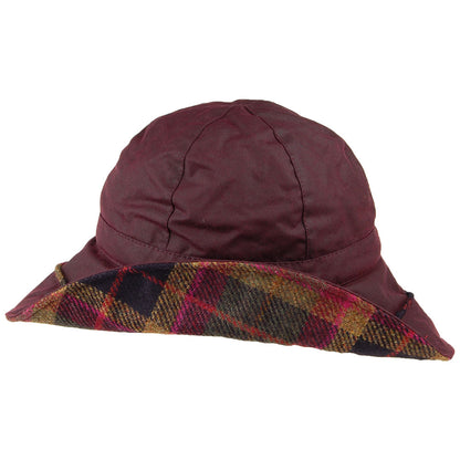 Sombrero de pescador adorno en tela escocesa de algodón encerado de Failsworth - Merlot