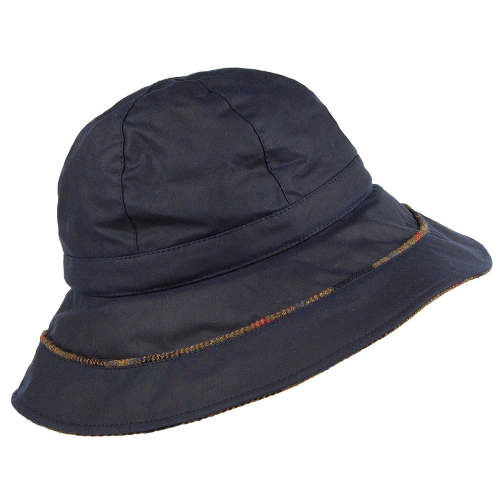 Sombrero de pescador adorno en tela escocesa de algodón encerado de Failsworth - Azul Marino