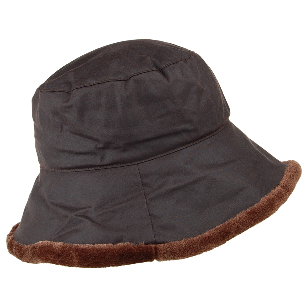 Sombrero de Pescador Algodón Encerado Ribete en piel sintética de Failsworth - Marrón
