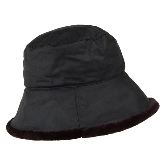 Sombrero de Pescador Algodón Encerado Ribete en piel sintética de Failsworth - Negro