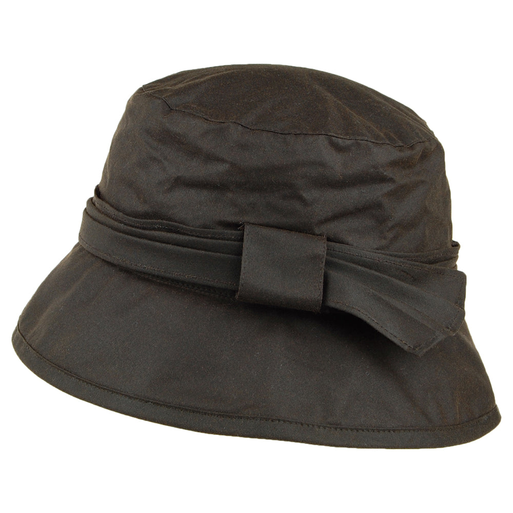Sombrero de pescador Algodón Encerado con lazo lateral de Failsworth - Verde Oliva