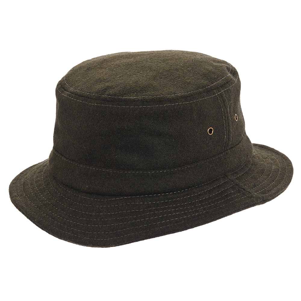 Sombrero de pescador con orejeras de mezcla de lana de Dorfman Pacific - Verde Oliva