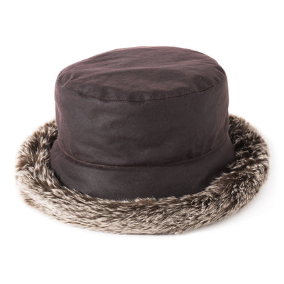 Sombrero de pescador Classic Ribete de piel sintética de algodón encerado de Failsworth - Marrón Jaspeado