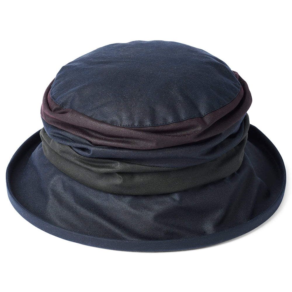 Sombrero de pescador Annie lluvia de algodón encerado de Failsworth - Azul Marino