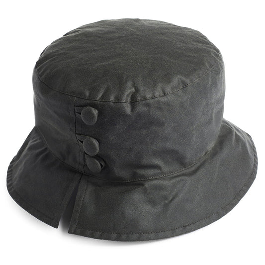 Sombrero de pescador Olivia lluvia de algodón encerado de Failsworth - Verde Oliva