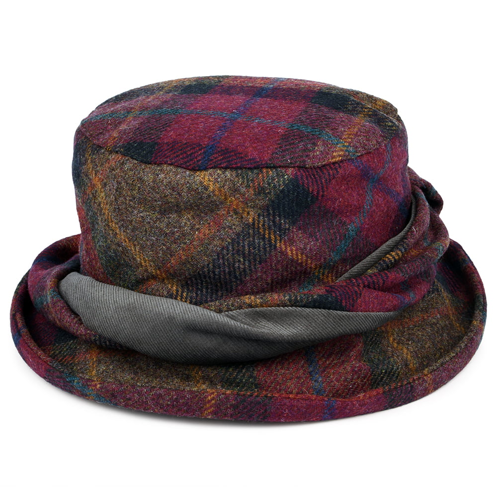 Sombrero de pescador de lana británica Tela escocesa de Failsworth - Rosa-Multi