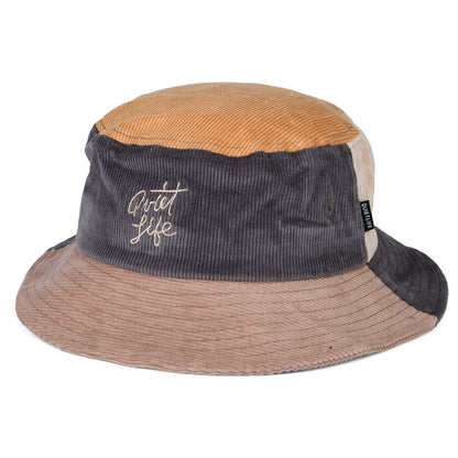 Sombrero de pescador Colour Block de pana de The Quiet Life - Beige Arena-Gris