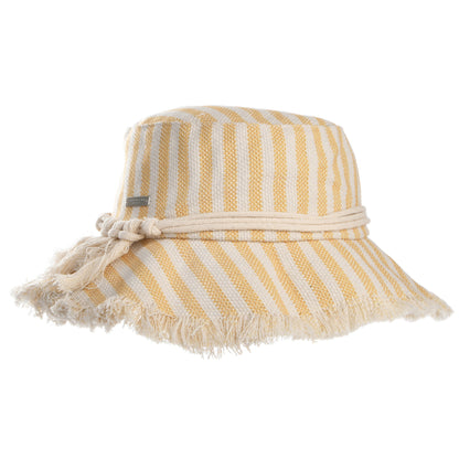 Sombrero de pescador mujer de algodón con franjas de Seeberger - Crema-Miel