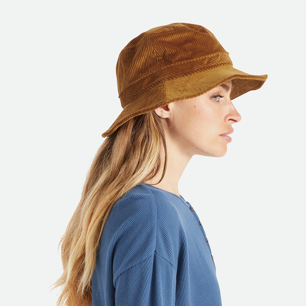 Sombrero de pescador mujer Petra plegable de pana de Brixton - Caramelo
