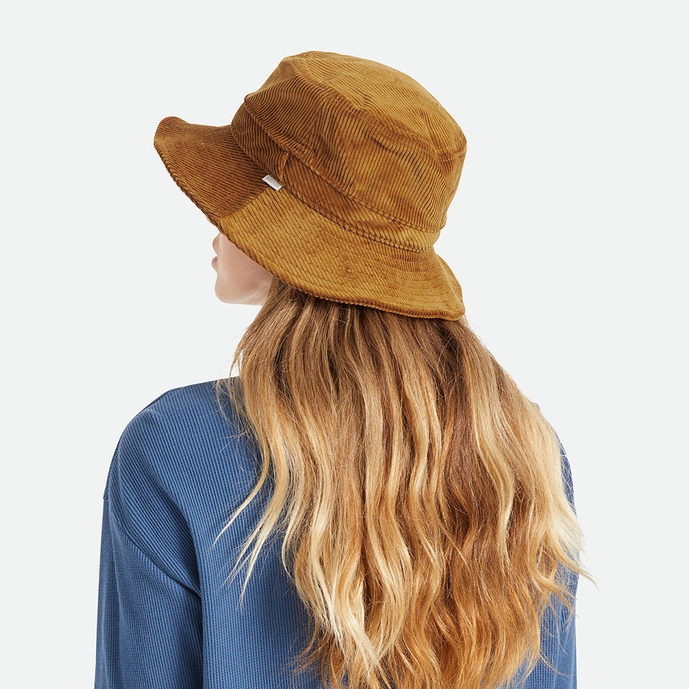 Sombrero de pescador mujer Petra plegable de pana de Brixton - Caramelo