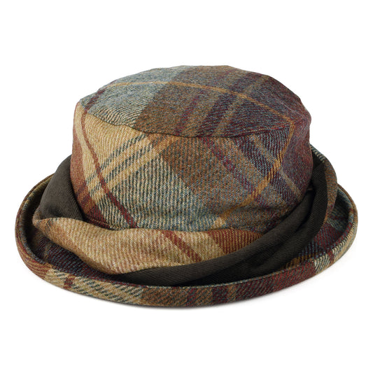 Sombrero de pescador de lana británica Tela escocesa de Failsworth - Mostaza-Multi