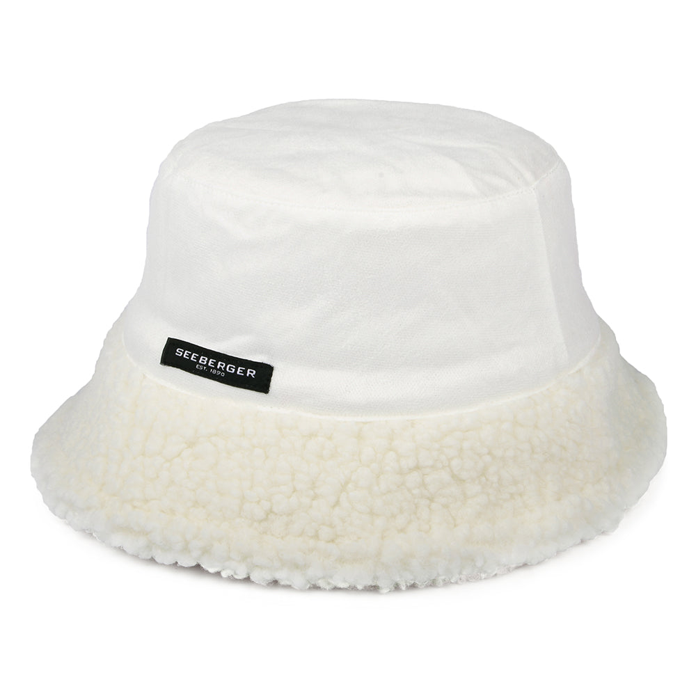 Sombrero de pescador reversible de Sherpa de Seeberger - Blanco Roto