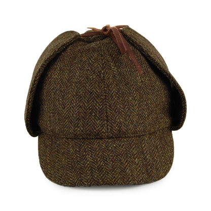 Gorra cazador Sherlock Holmes de Tweed diseño de espiga de Christys - Verde Oliva