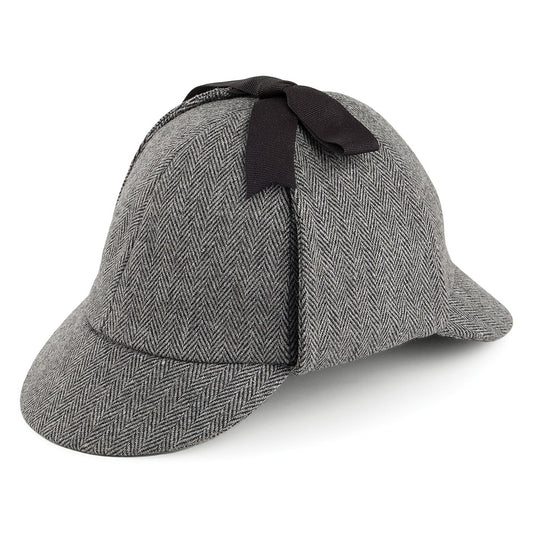 Sombrero Sherlock Holmes con diseño de espiga de Jaxon & James - Gris