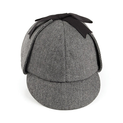 Sombrero Sherlock Holmes con diseño de espiga de Jaxon & James - Gris
