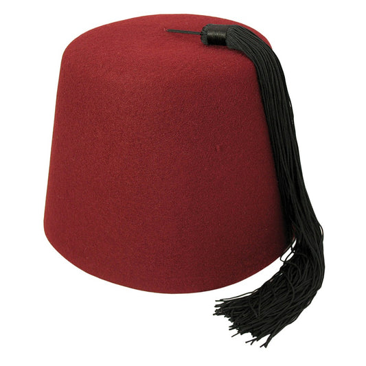Sombrero Fez con borla negra de Village Hats - Granate