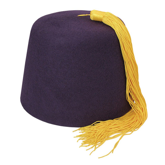 Sombrero Fez con borla dorada de Village Hats - Morado