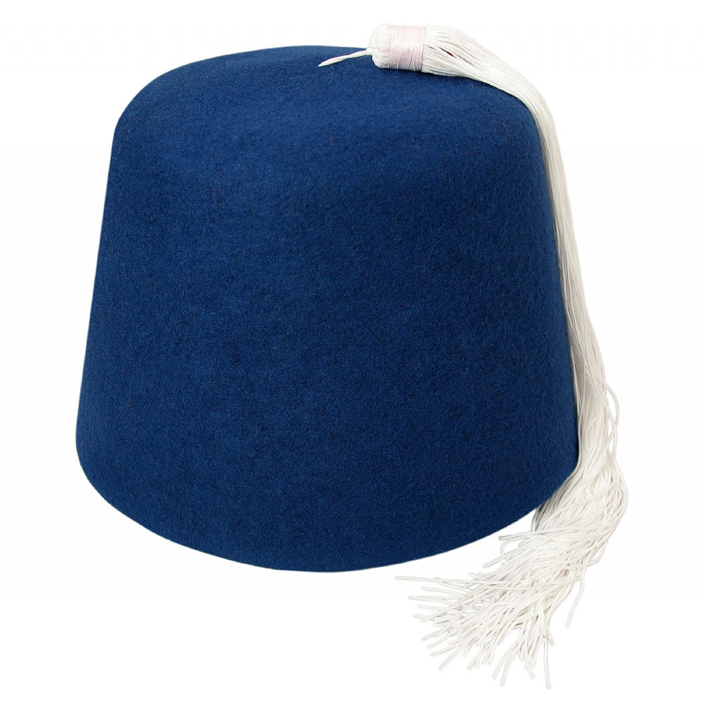 Sombrero Fez con borla blanca de Village Hats - Azul