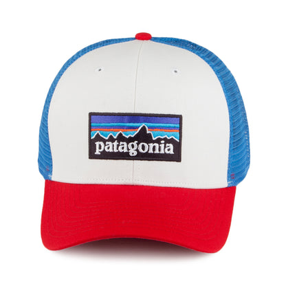 Gorra Trucker P-6 Logo de algodón orgánico de Patagonia - Blanco-Rojo