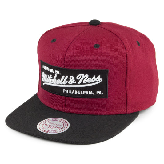 Gorra Snapback Box Logo de Mitchell & Ness - Burdeos-Negro