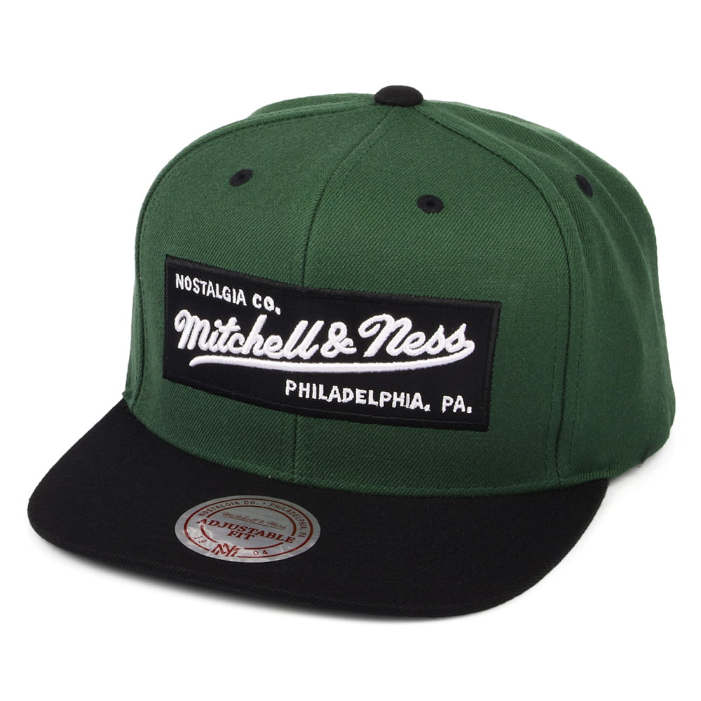 Gorra Snapback Box Logo de Mitchell & Ness - Verde Oliva-Negro