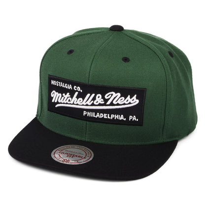 Gorra Snapback Box Logo de Mitchell & Ness - Verde Oliva-Negro