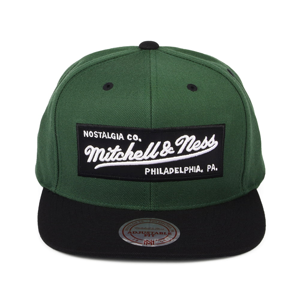 Gorra Snapback Box Logo de Mitchell & Ness - Verde Oliva-Negro
