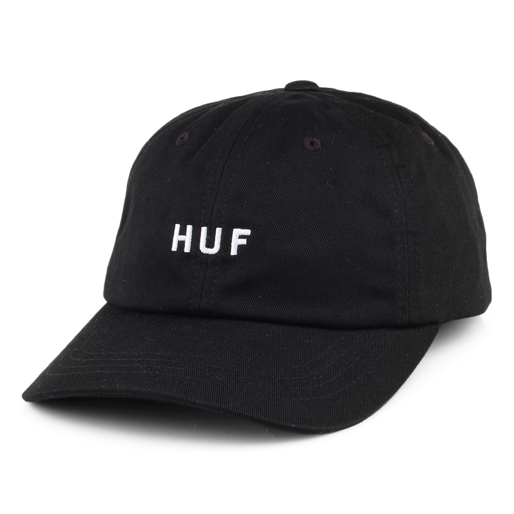 Gorra de béisbol Original Logo visera curvada de algodón de HUF - Negro