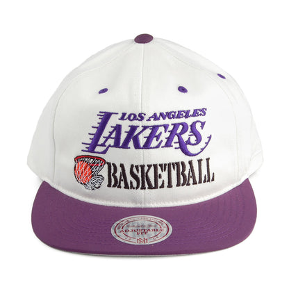 Gorra Snapback Dunk L.A. Lakers de Mitchell & Ness - Blanco roto-Morado